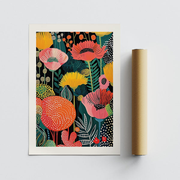 Wall art flower in contemporary decor, framed and styled above a neutral sofa.