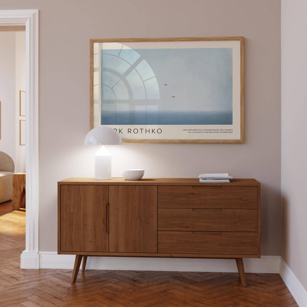 Framed wall art light blue for contemporary interiors