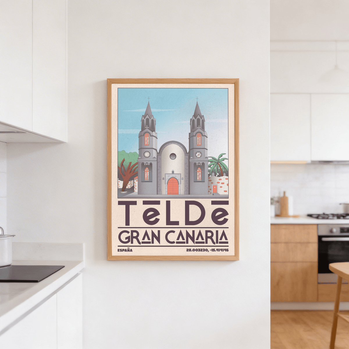 Text-first Telde Gran Canaria Art Print featuring large TELDE wordmark and destination styling