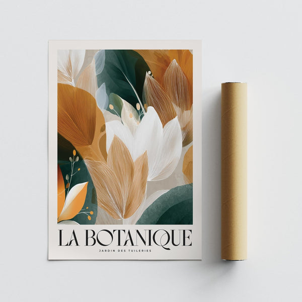 Contemporary wall art with leaves in autumn-inspired colours