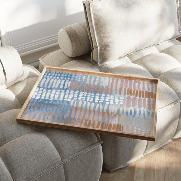 Living room wall art Contemporary Abstract Print in Blue Pink Beige colors