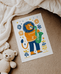 Saxophone Lion Art Print, multicolored, fun illustration, living room art print