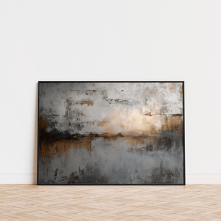 Trendy Abstract Gray Art Print in calming gray, brown for lounge art print