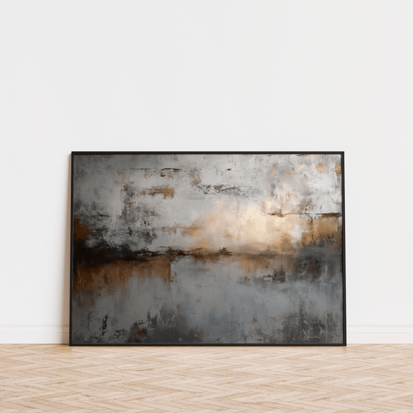 Trendy Abstract Gray Art Print in calming gray, brown for lounge art print
