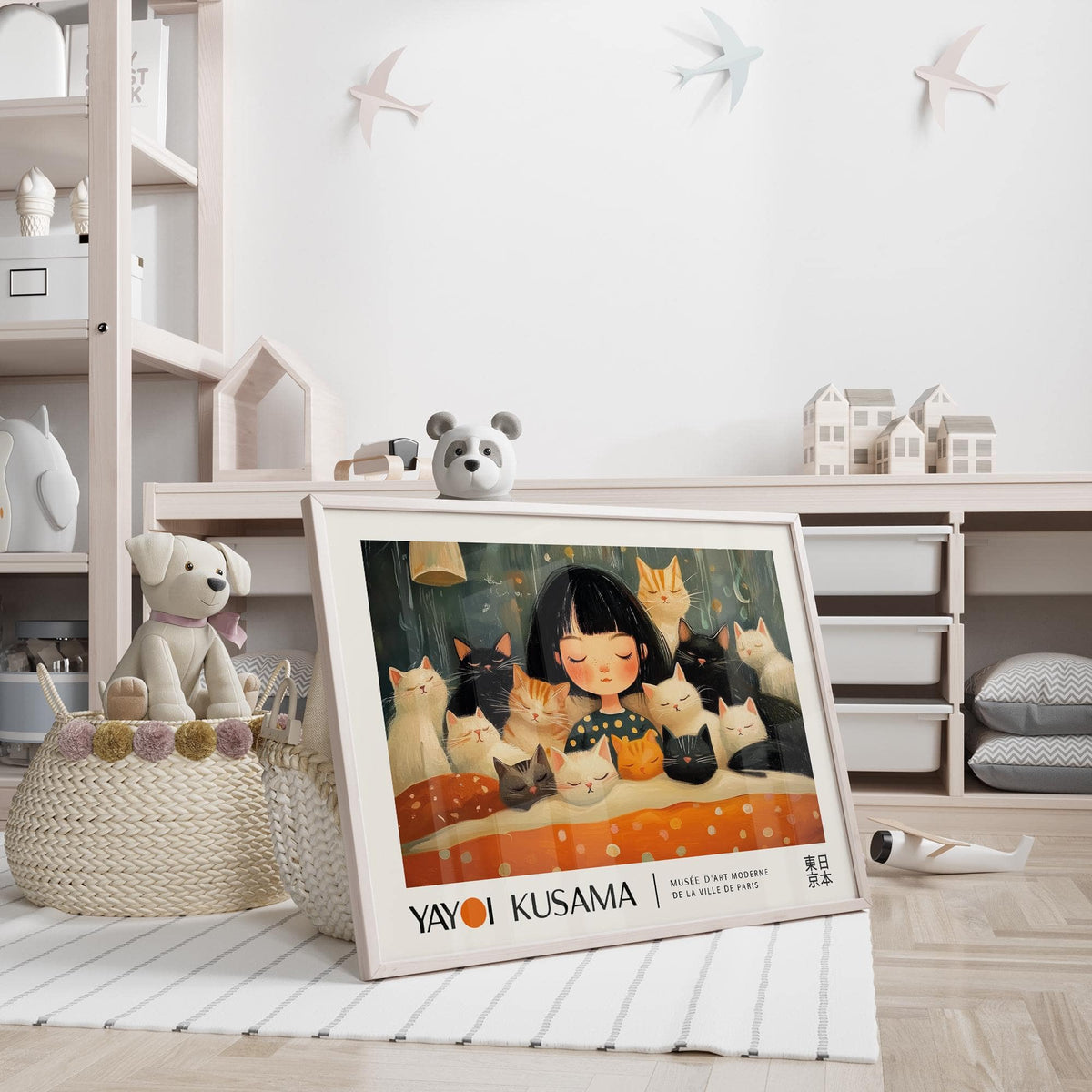 High-quality cat art print with a serene and cosy aesthetic