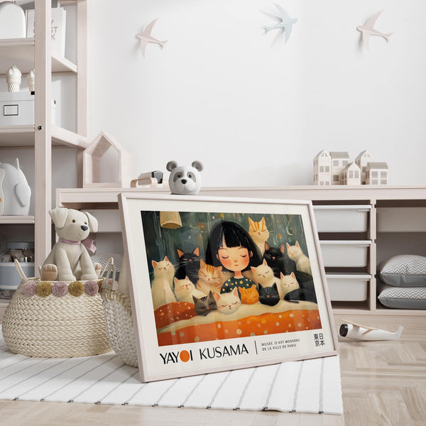 High-quality cat art print with a serene and cosy aesthetic