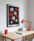 Graphic style flowers art print for modern botanical wall decor