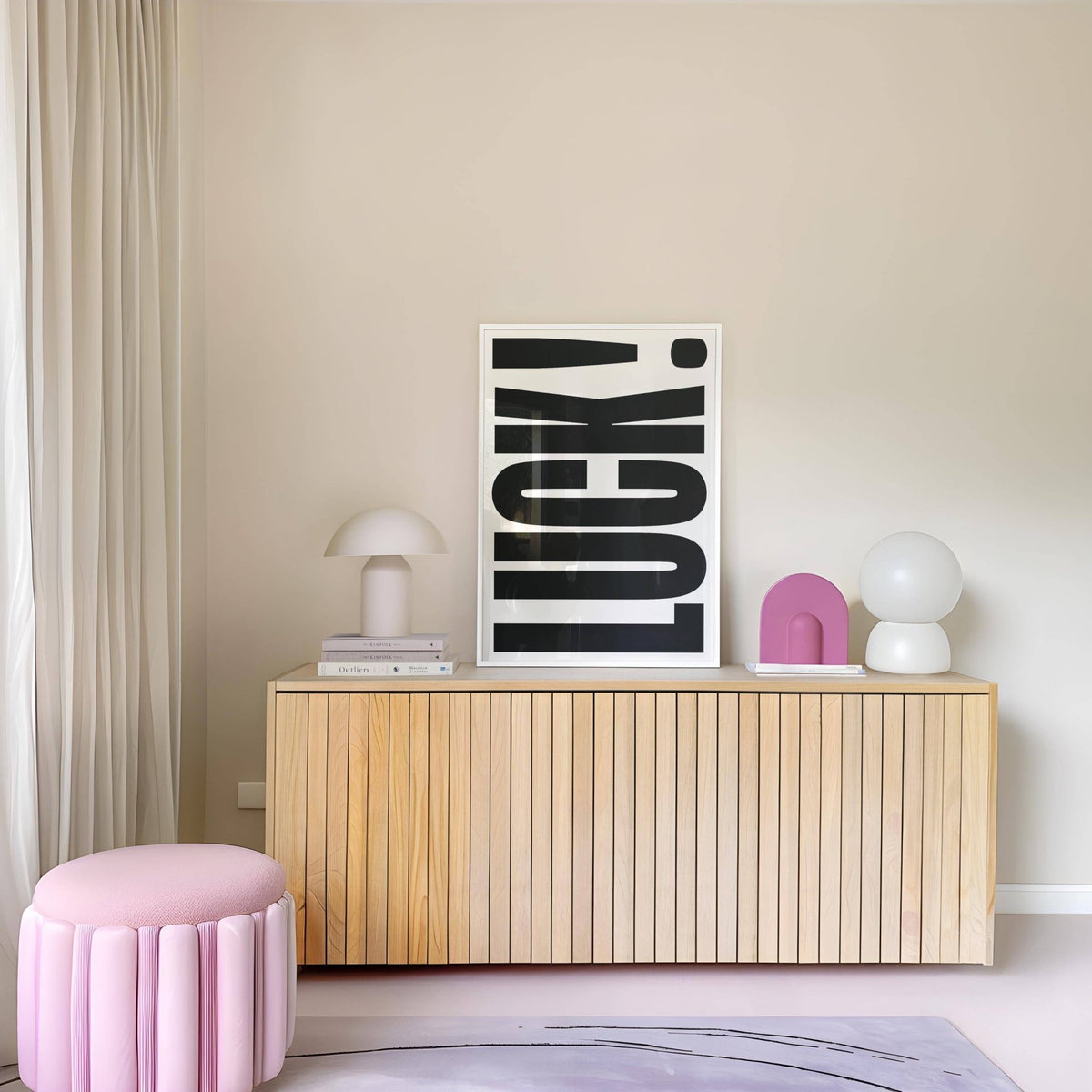Office decor with strong lettering from good luck gifts poster
