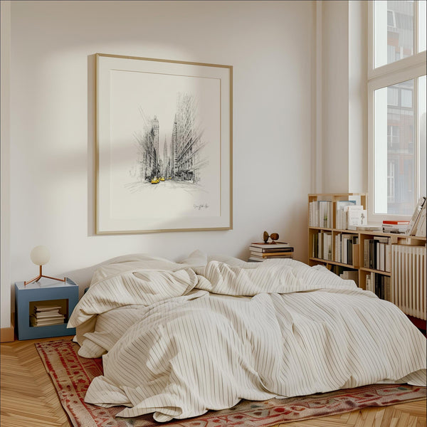 Square architectural sketch New York City drawing poster