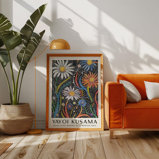 Close-up of Floral Prints for Framing with intricate flower details and vibrant dotted textures.