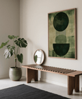 Geometric Green Wabi Sabi Print featuring Green and Beige, office wall art