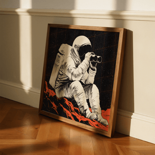 Space Exploration Poster in white and black, living room wall art decor