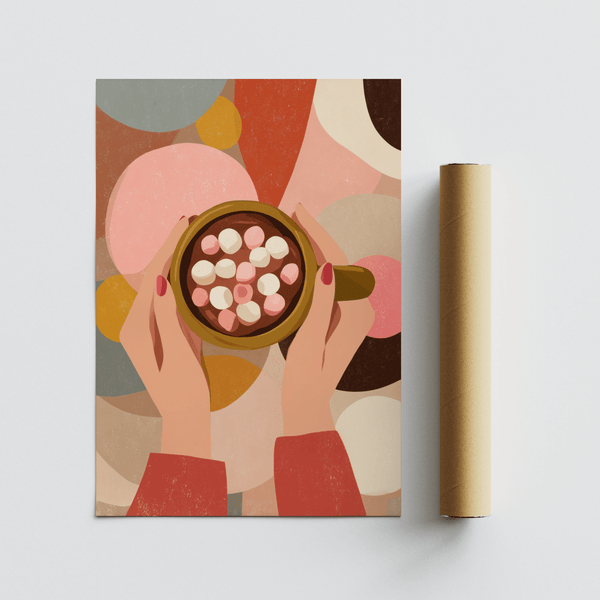 Hot Chocolate Wall Art, pastel color scheme, breakfast nook, print