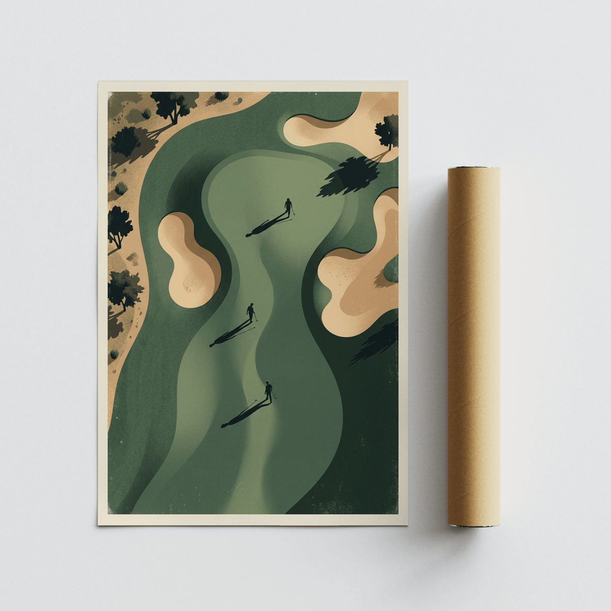 Golf Silhouette Wall Art depicting overhead greens and sand traps