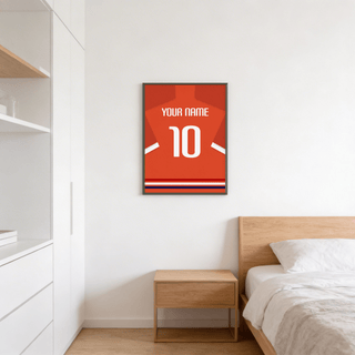 Close-up Netherlands Football Shirt Poster highlighting clean typography and crisp numerals