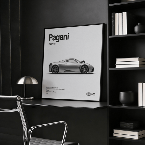 Gray Pagani Huayra Art Print ideal for living room decor