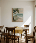 Tropical Beach Art in blue and beige, perfect for office wall art