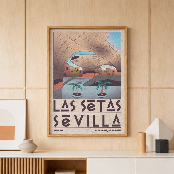 Modern Sevilla Wall Art print with bold Las Setas Sevilla typography