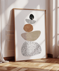Modern Pebble Print minimalist style with red accent for bedroom wall art