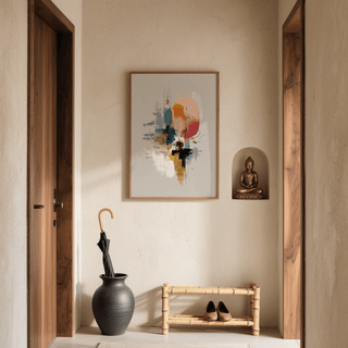 Colorful Poster Print in multicolored and beige tones for home office wall art