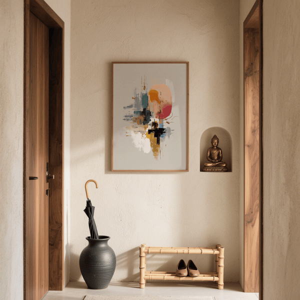 Colorful Poster Print in multicolored and beige tones for home office wall art