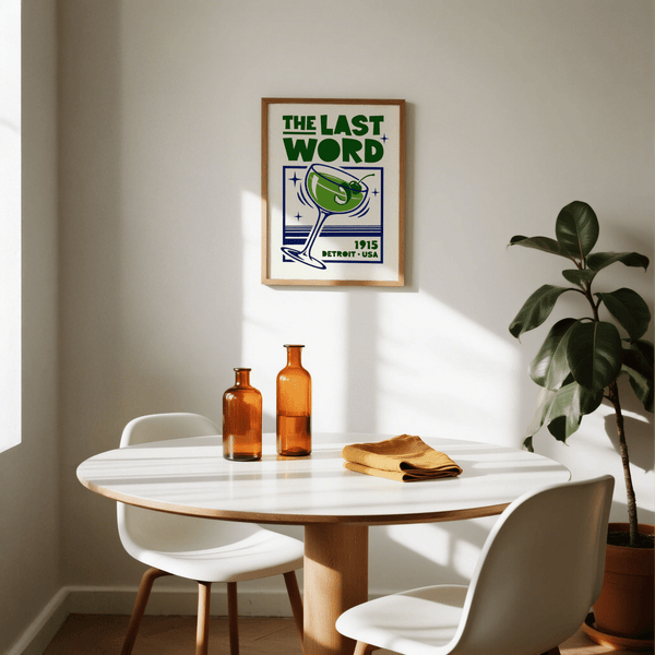 Green and blue Cocktail Art Print for modern bar area wall