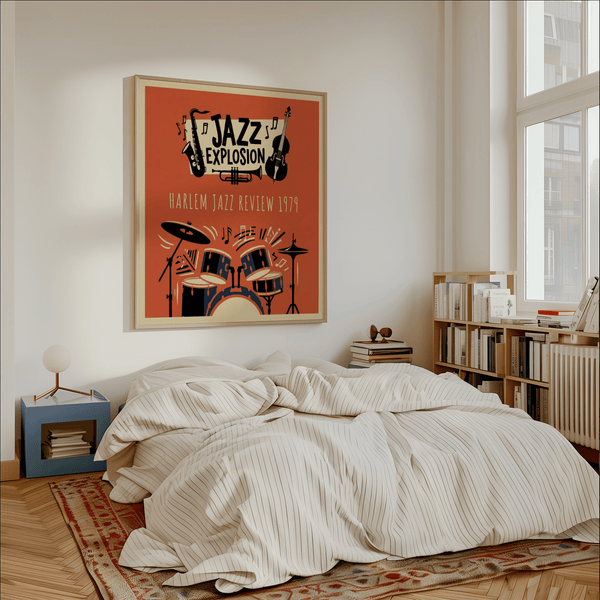 Harlem Jazz Art Print with White background for hallway art display