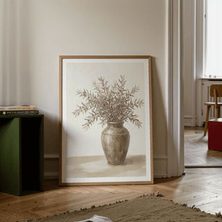 Olive Branch Decor wall art, brown and green, office accent print