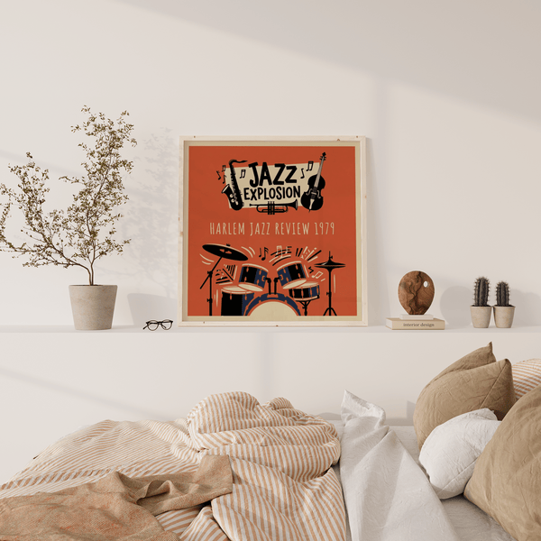 Harlem Jazz Art Print featuring lively Red color for home gallery