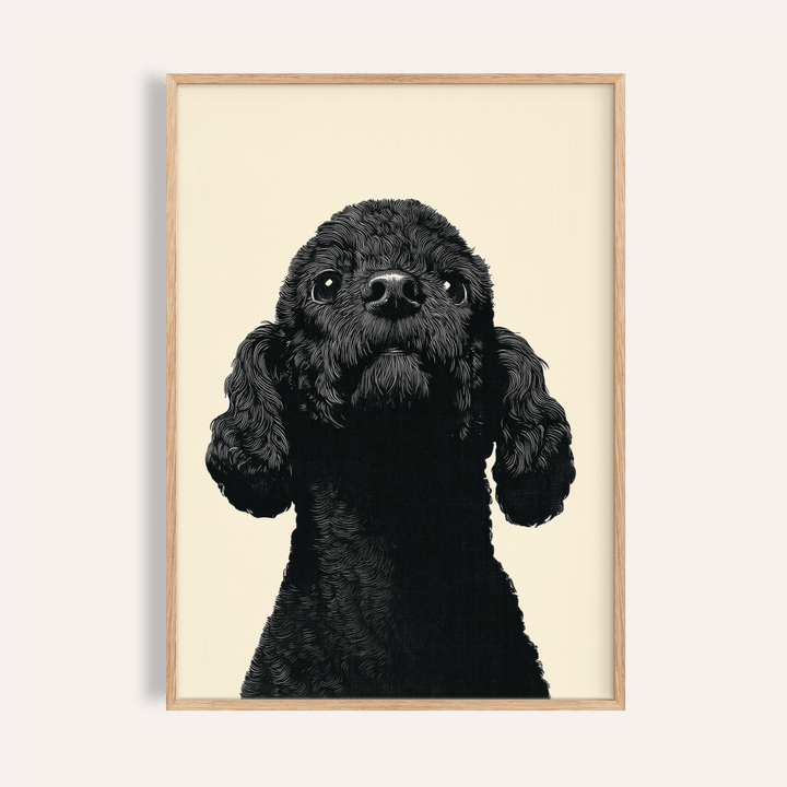 Black Poodle Wall Art in Beige and Black for living room, poster