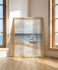 Beach Sailboat Wall Art featuring nautical blue for entryway wall art