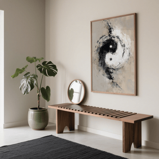 Abstract Yin Yang Art wall art Beige Black White for modern office