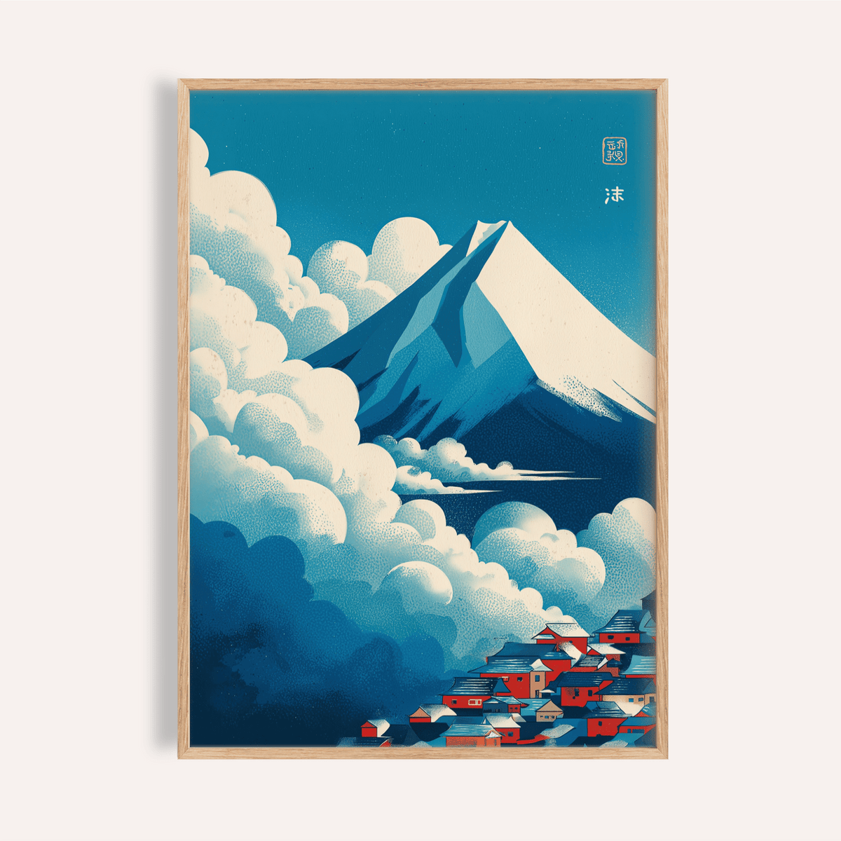 Japanese Cloud Poster mountain above layered clouds wall art