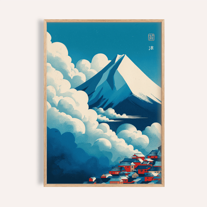 Japanese Cloud Poster mountain above layered clouds wall art