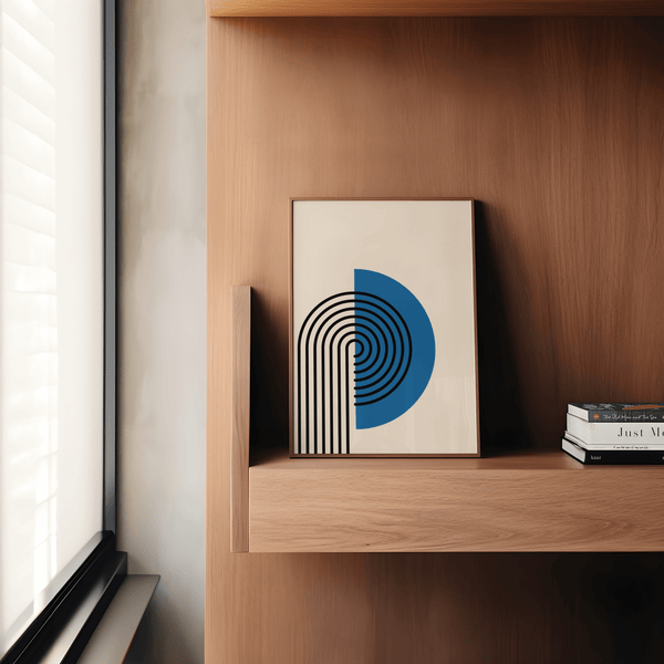 Minimalist Abstract Arch Print with bold curves for office wall art