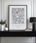 Custom Anniversary Gift featuring black map lines, recommended for bedroom decor