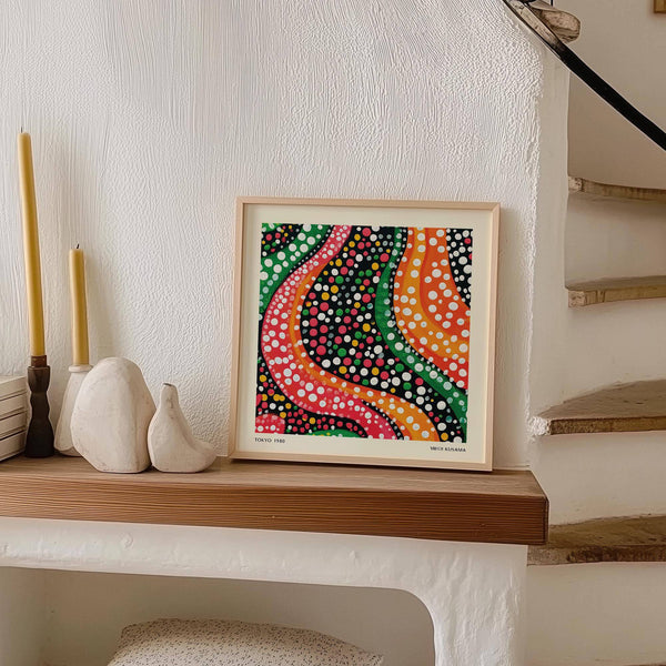 Vibrant wave pattern abstract colorful art for modern home offices