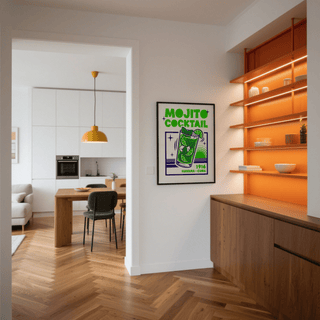 Mojito Cocktail Print with Green mint, perfect for bar wall art