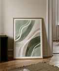 Minimalist Green Abstract Print green beige white hallway poster