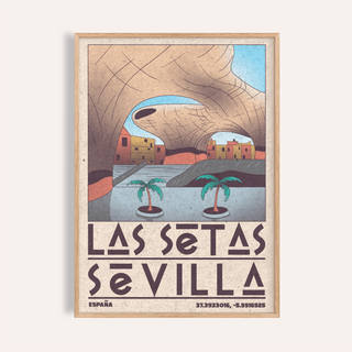 Modern Sevilla Wall Art poster featuring sandstone arch and palm trees