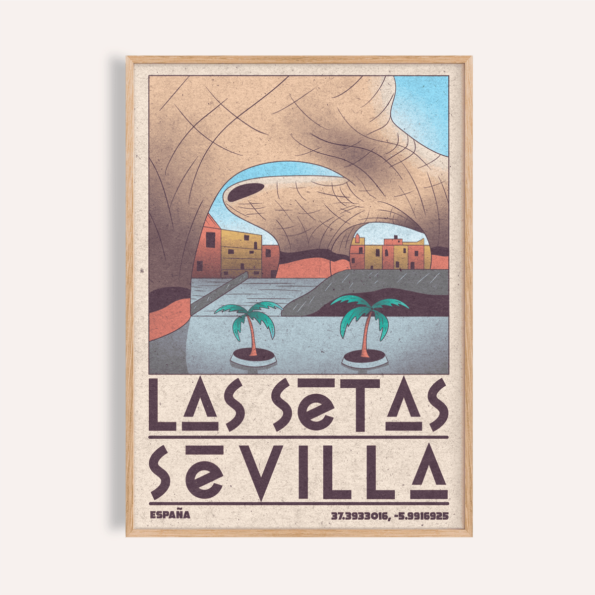 Modern Sevilla Wall Art poster featuring sandstone arch and palm trees