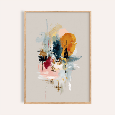 Abstract Wall Art poster, Multicolored, Beige, and Gray for living room