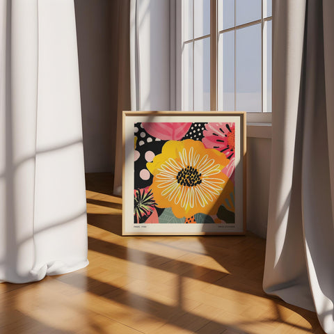 Vibrant floral wall art ideal for modern living spaces.