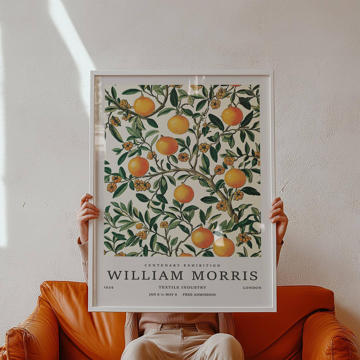 Botanical large vintage posters featuring oranges on cream background