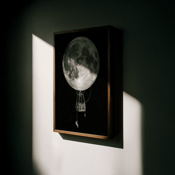 Moon Hot Air Balloon Art surreal wall art print for creative studio