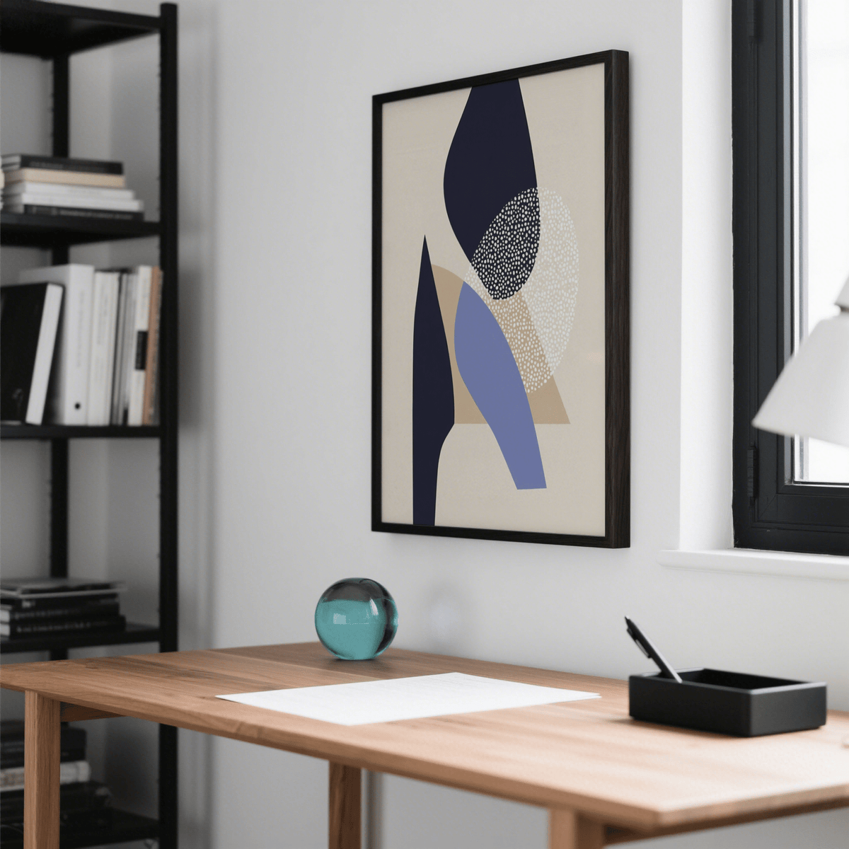 Abstract Art Poster using Beige and Blue, ideal for dining room poster