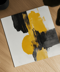 Art print wall decor Abstract Square Art Print for entryway in black and yellow