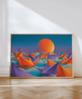Origami Wall Art, vibrant orange and purple shapes for office wall art