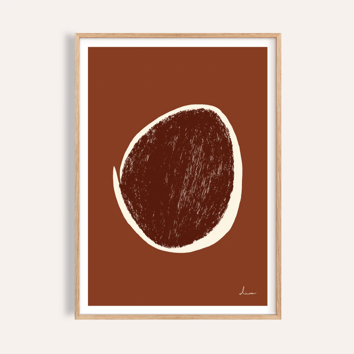 Centered Abstract Earth Tone Art Print poster with textured circle motif