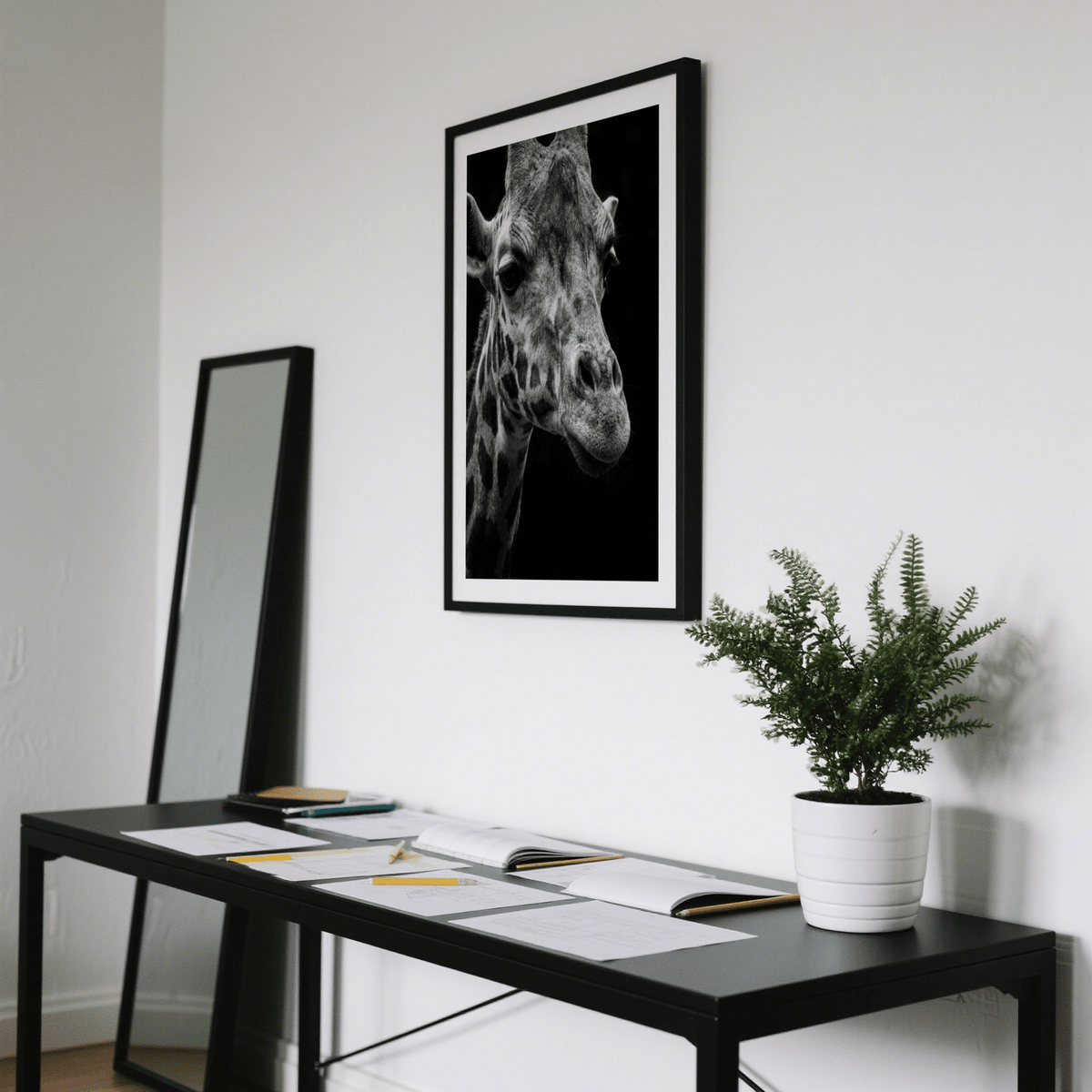 Black and white animal portrait poster for modern interiors